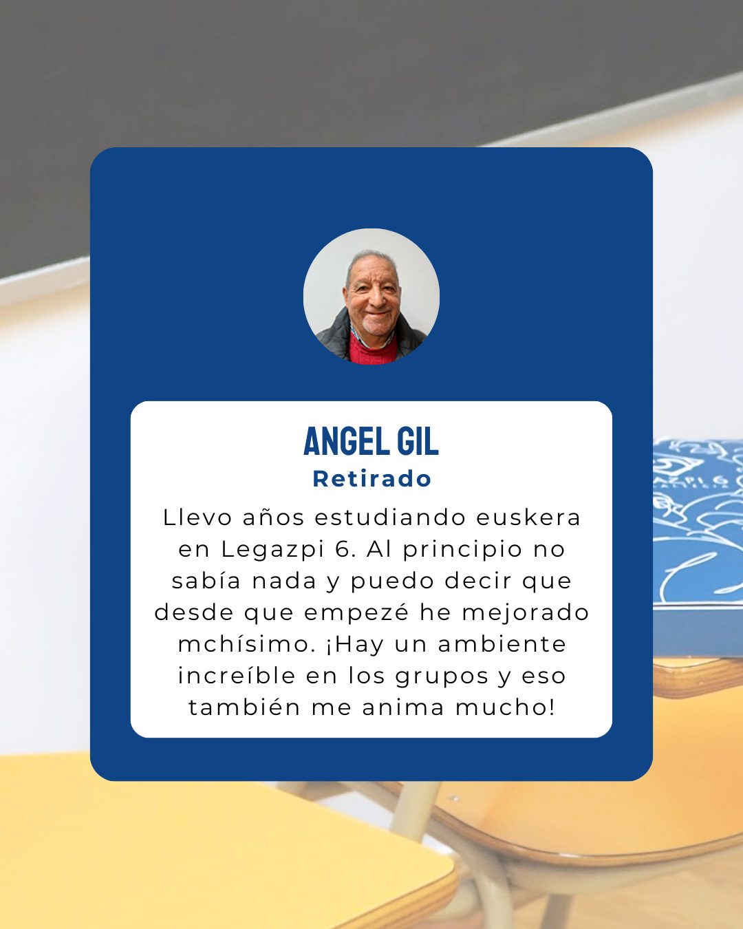 ๐ฃ๏ธ Eskerrik asko zure hitzengatik, รngel!
Urteak daramatzazu gurekin, eta zure aurrerapena ikustea pozgarria da!
๐ Gure taldeetan giro aparta dago, eta adin guztietako jendea ikasten ari da, baita erretiratuak ere!
๐ Euskara ikasteko inoiz ez da berandu!
โก๏ธ legazpi6.eus
#Legazpi6 #EuskaraIkasi #EuskarazBizi
#Euskara #Euskaltegia #Donostia